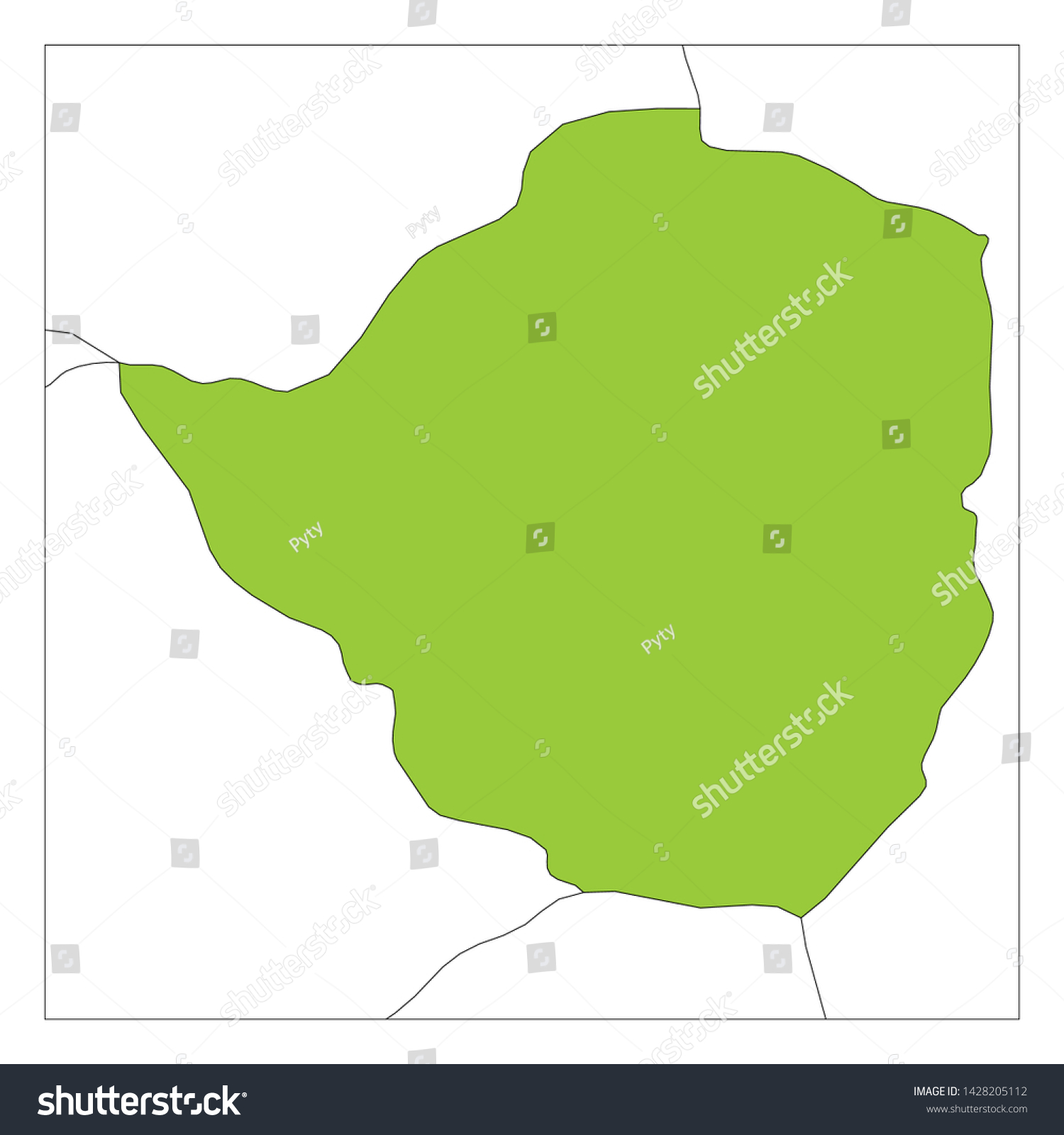 Map of Zimbabwe green highlighted with neighbor - Royalty Free Stock ...