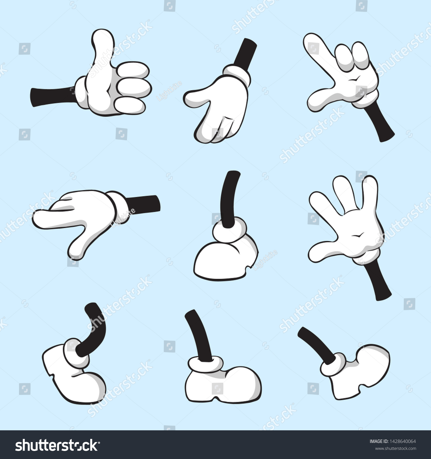 Cartoon hands and legs set for animation #1428640064