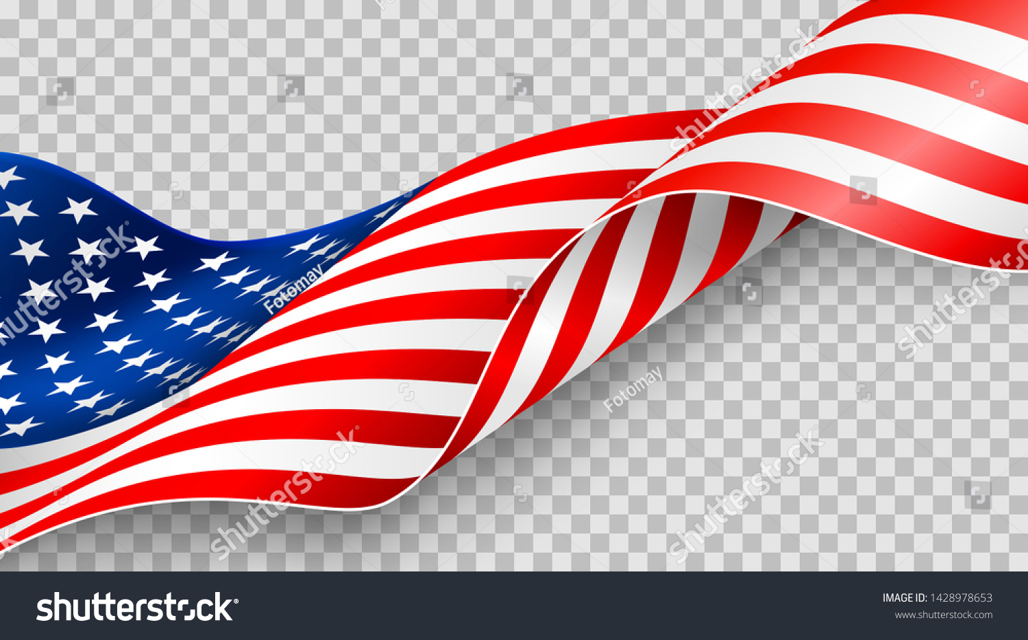American flag on transparent background for 4t of July poster template.USA independence day celebration.USA 4th of July promotion advertising banner template for Brochures,Poster or Banner #1428978653