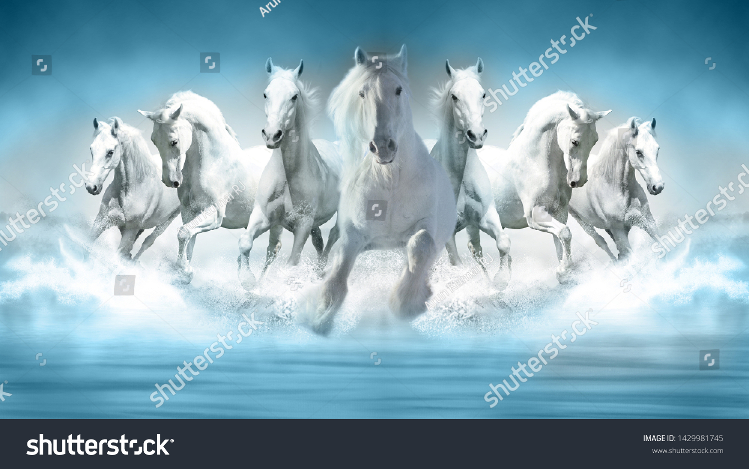 3D Wallpaper Seven Horses running