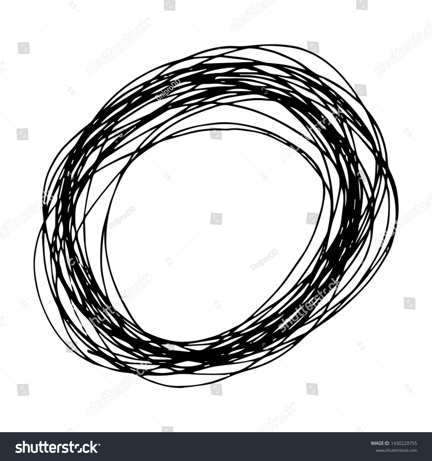 Sketch Hand Drawn Ellipse Shape. Abstract Pencil - Royalty Free Stock 