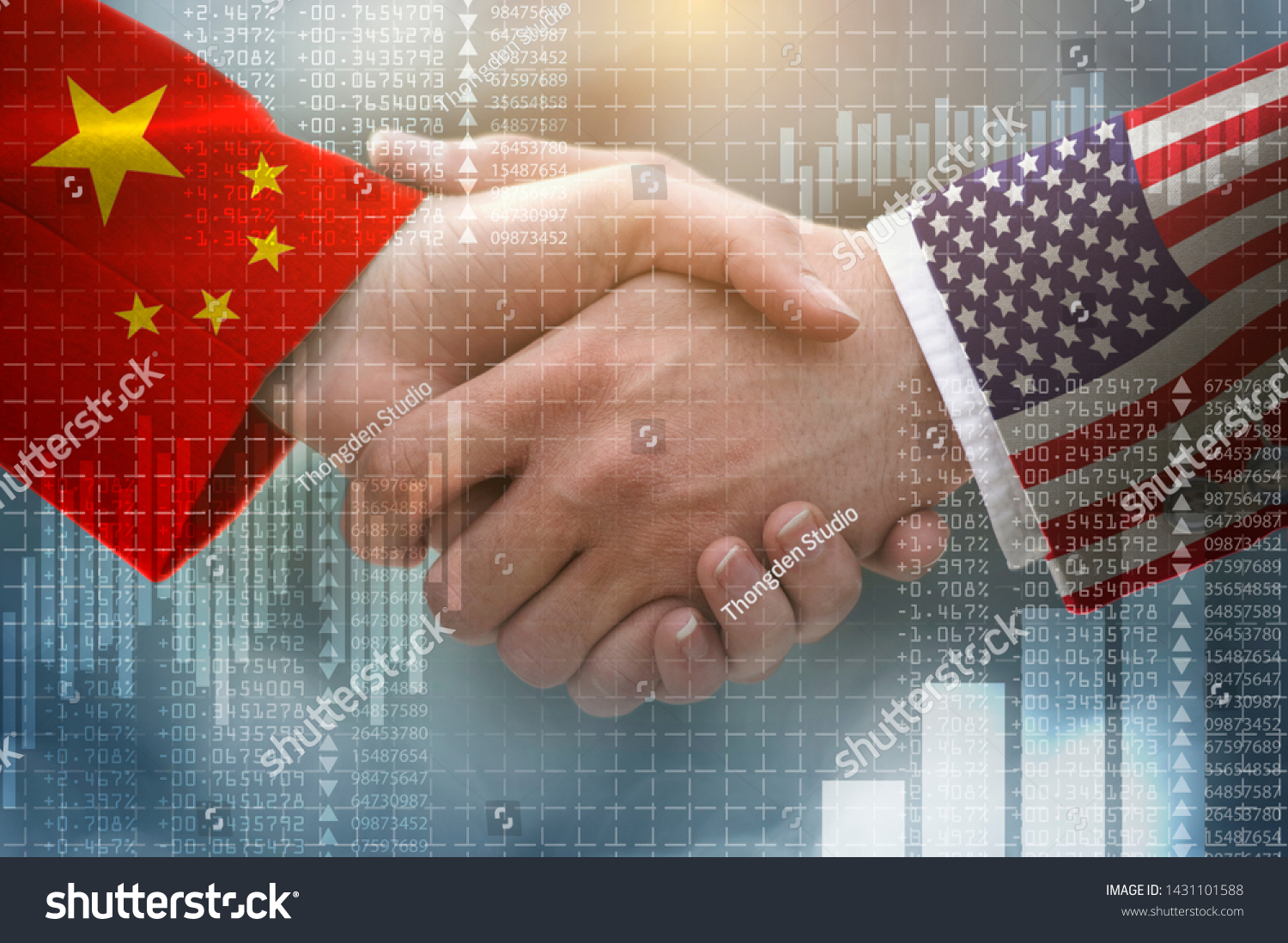 two businessman shake hands, China–United States trade war #1431101588