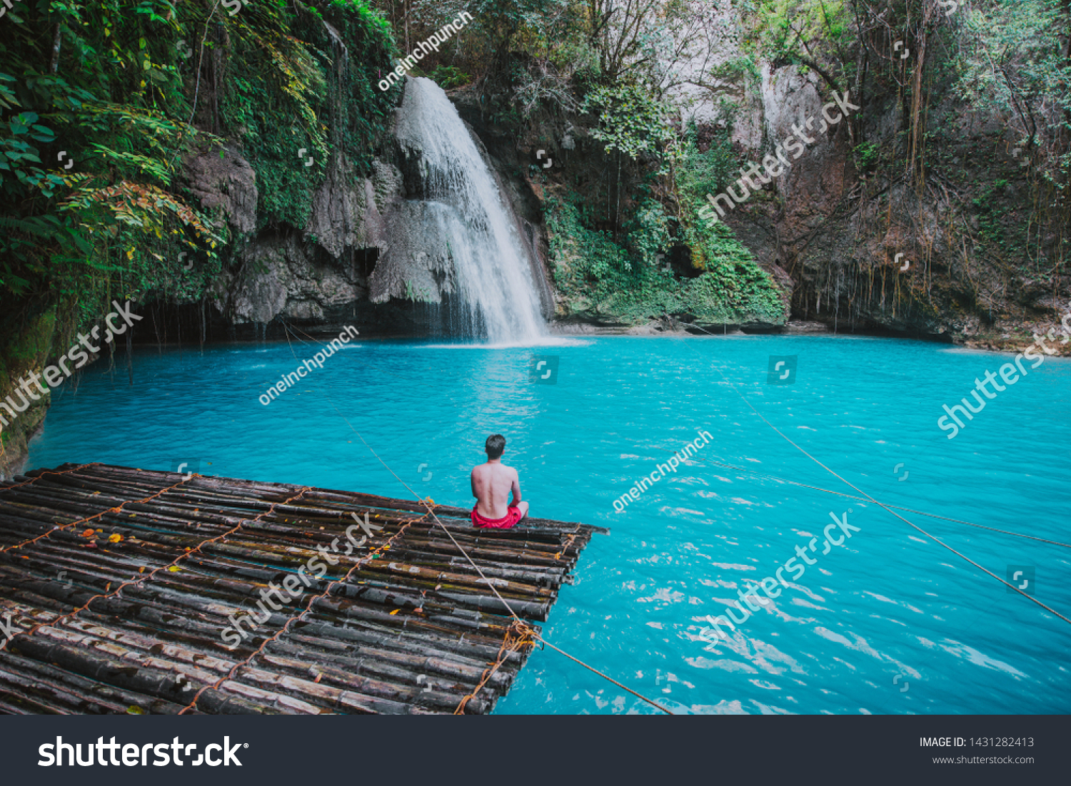 The azure Kawasan waterfall in cebu. The maining attraction on the island. Concept about nature and wanderlust traveling #1431282413