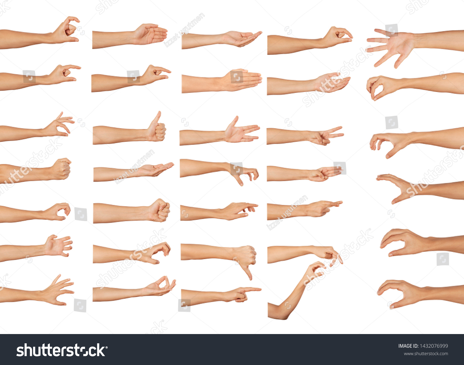 Set of woman's hand measuring invisible items #1432076999