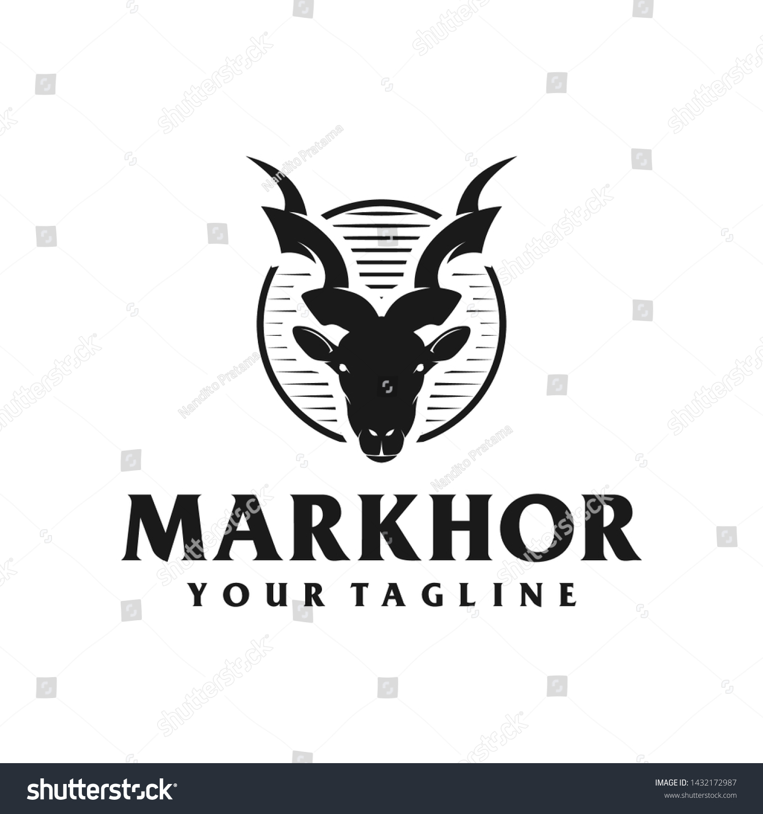 Markhor Head Animal Logo Design Inspiration - Royalty Free Stock Vector ...