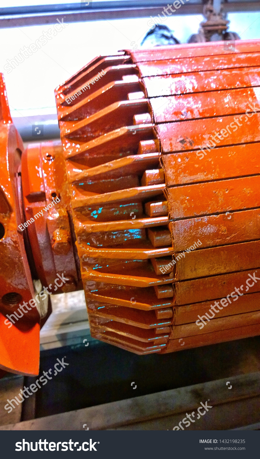 Repair and disassembly of the old electric motor. The electric motor rotor. Close up of electric motor maintenance work. #1432198235