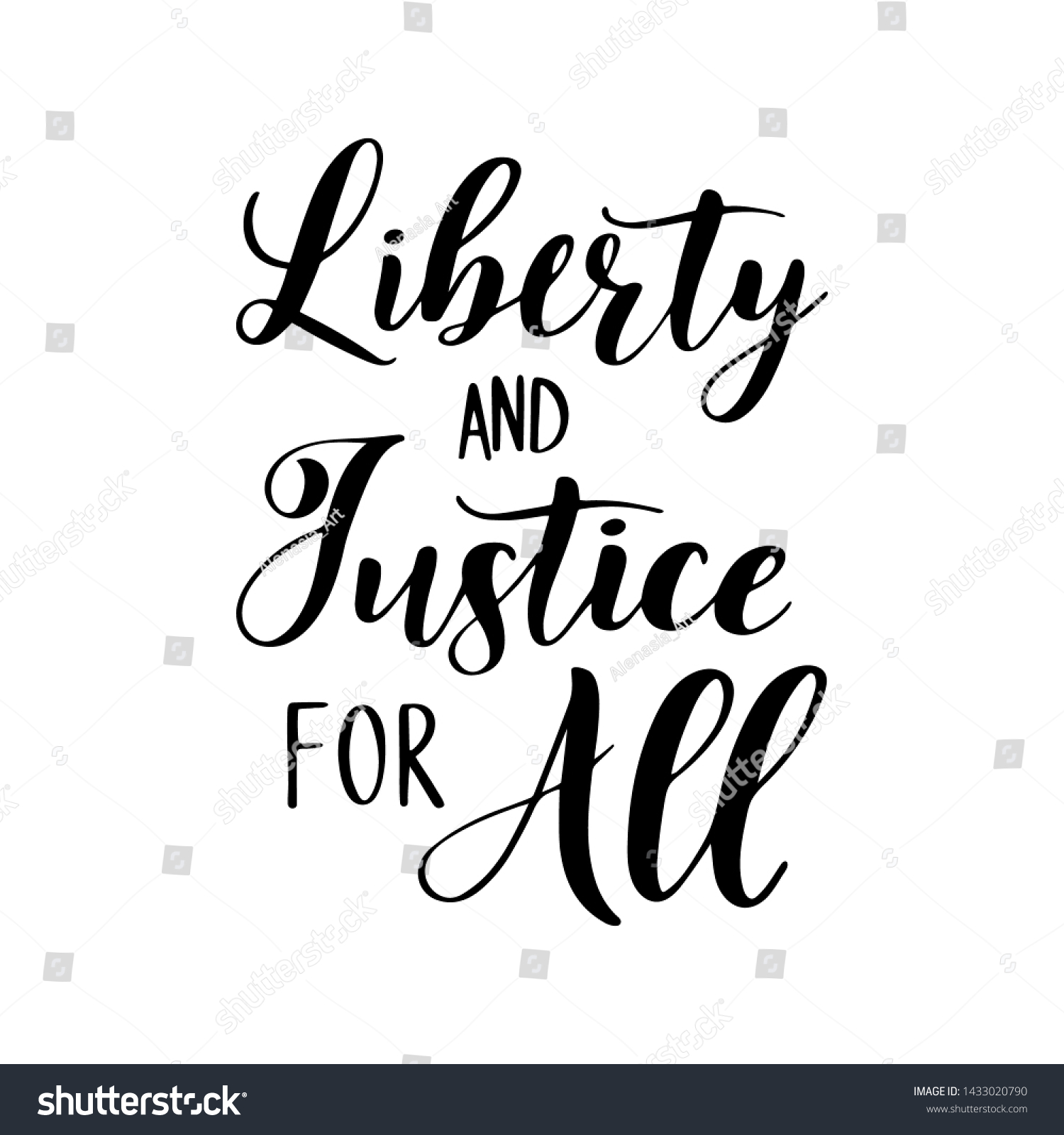 Liberty And Justice Celebration 4th Juli. Hand drawn „Liberty and justice for - Royalty Free Stock