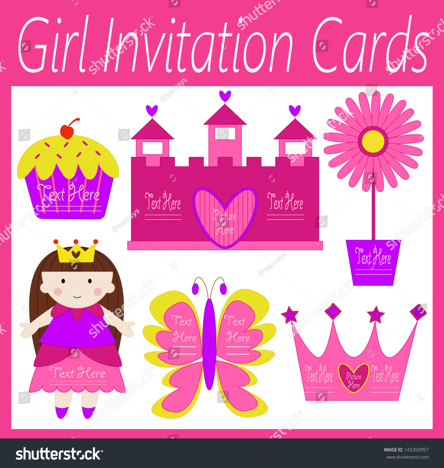 girl invitation cards - Royalty Free Stock Photo 143350957 - Avopix.com