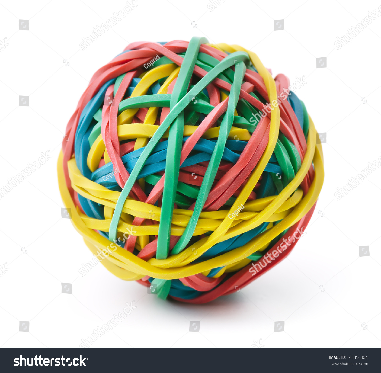 Colorful rubber band ball isolated on white #143356864