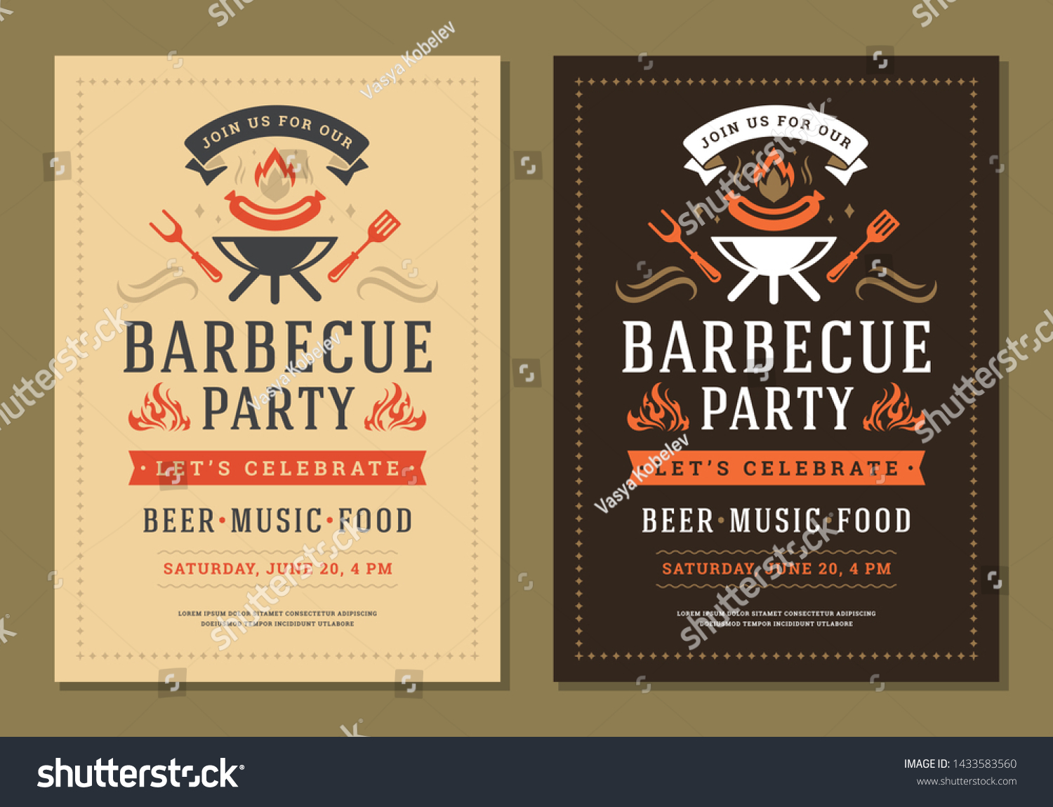 Barbecue party vector flyer or poster design - Royalty Free Stock ...