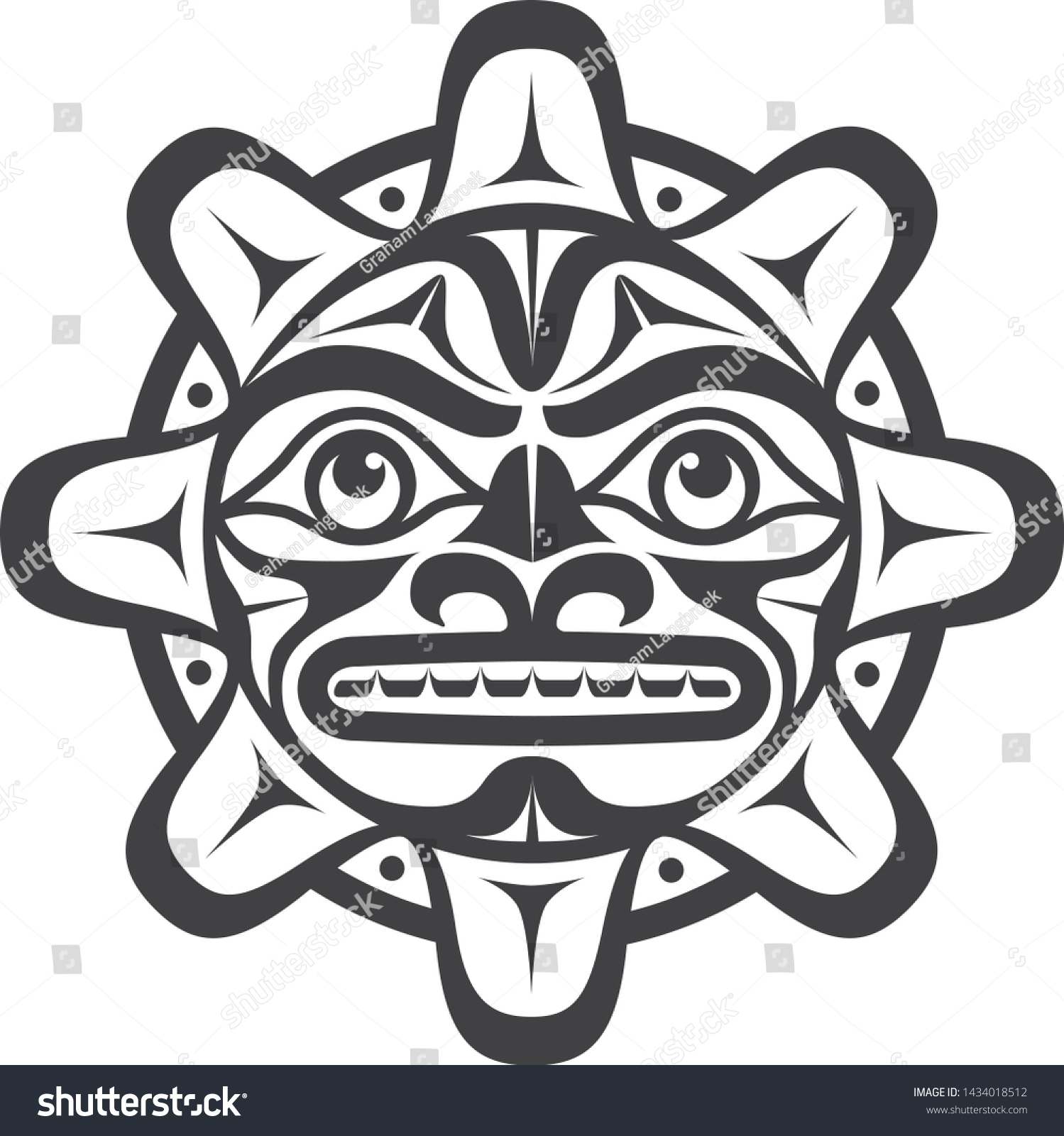 Sun in the Haida Art Style - Royalty Free Stock Vector 1434018512 ...