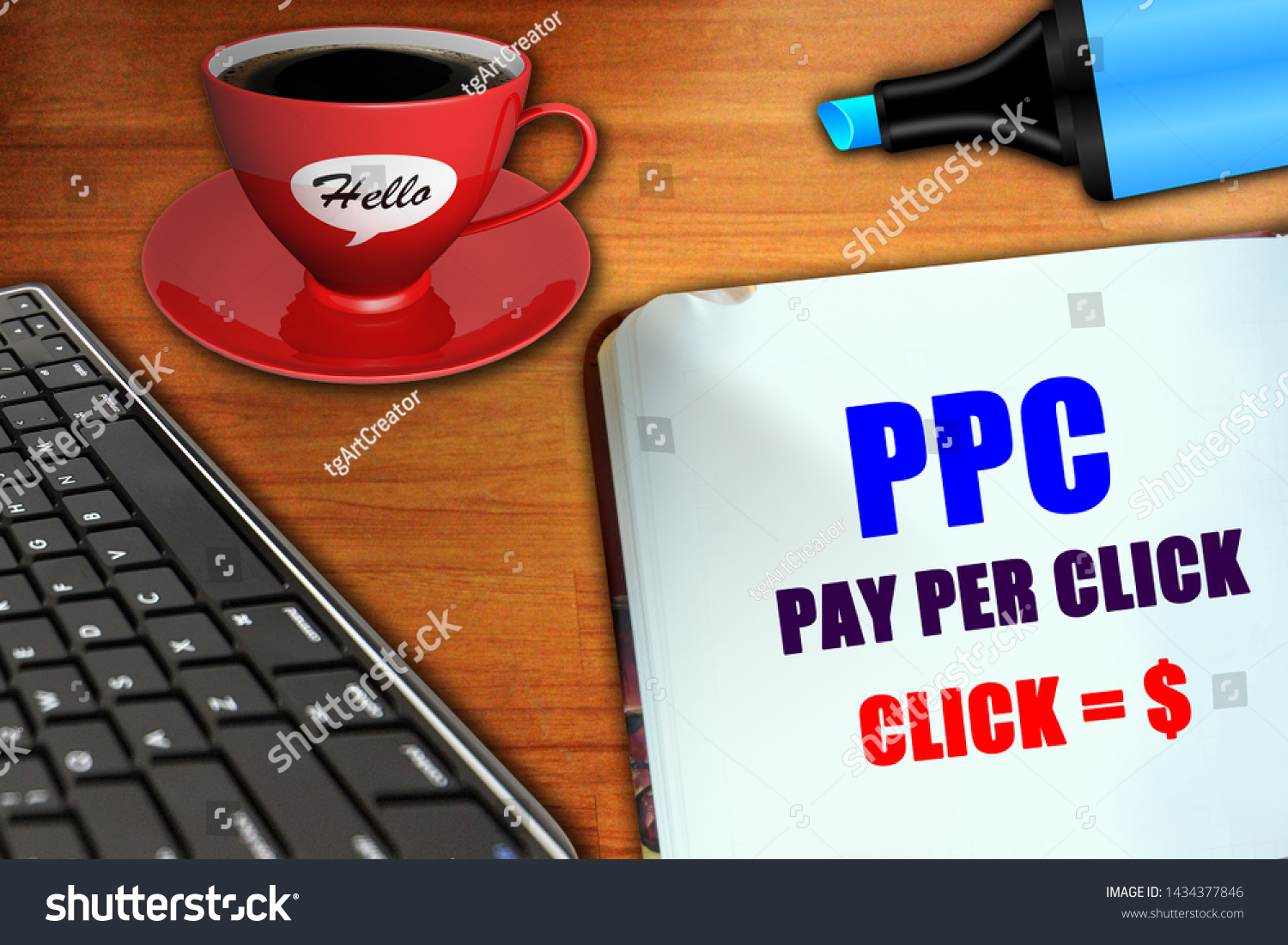Notepad with word PPC pay per click concept. #1434377846