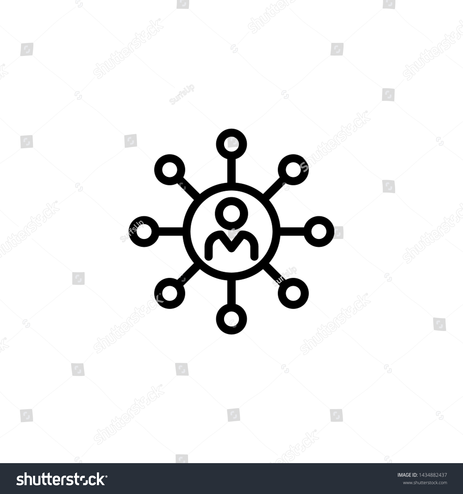 Abilities line icon. Person in circle, core, network. Skills concept. Vector illustration can be used for topics like competencies, multitasking, leadership #1434882437
