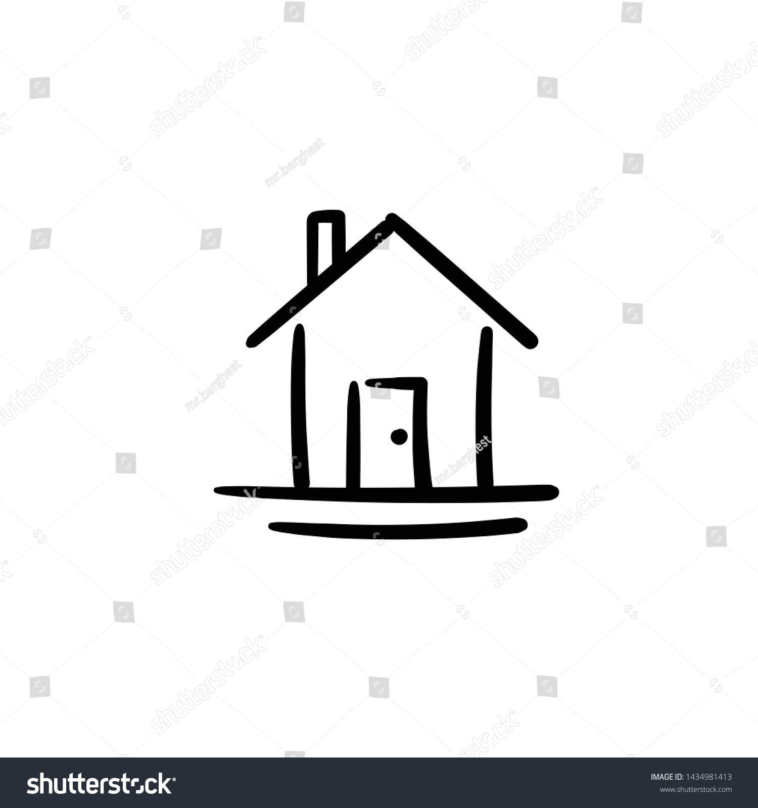 Hand drawn house. Simple vector icon #1434981413
