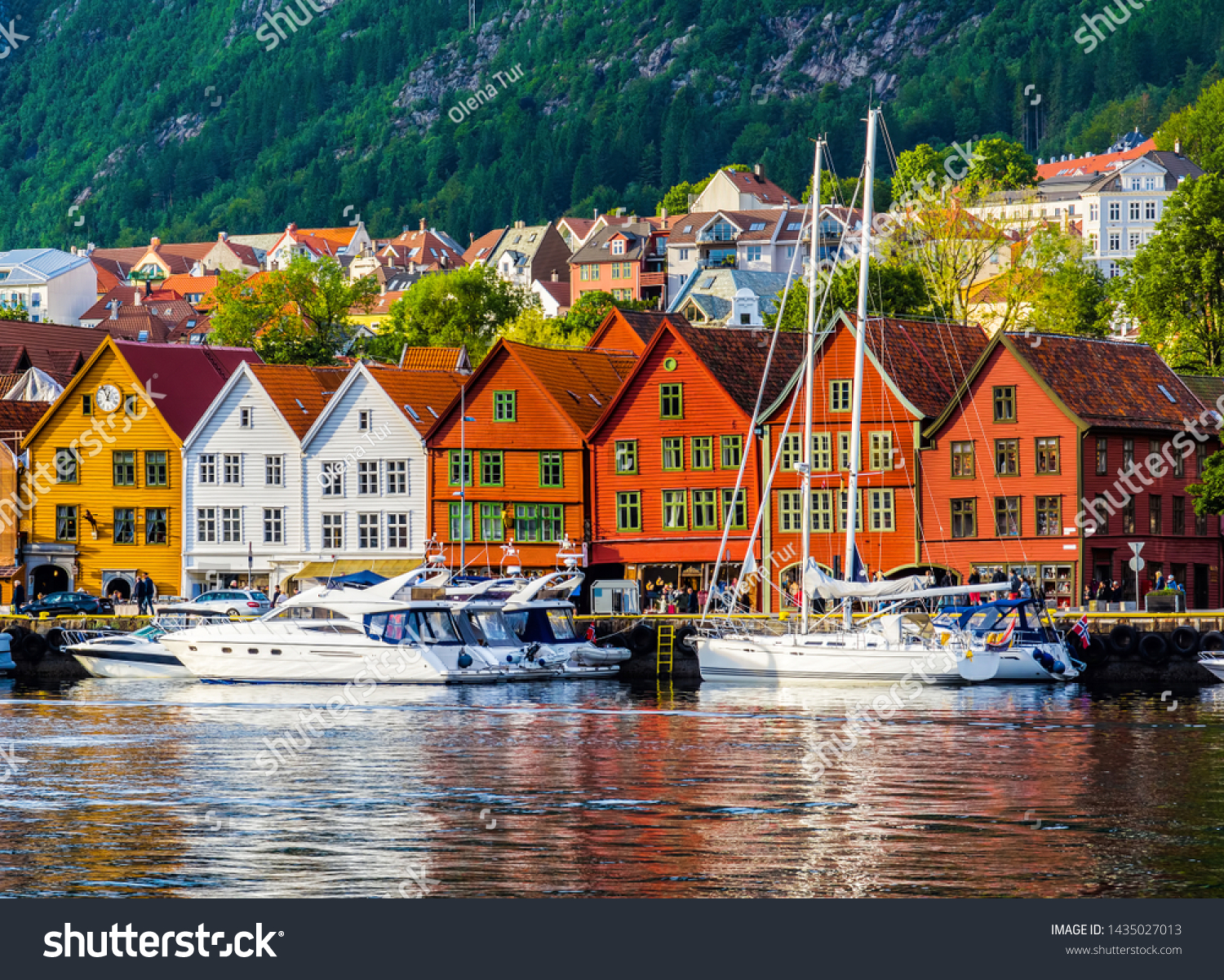 Bergen, Norway. View of historical buildings in Bryggen- Hanseatic wharf in Bergen, Norway. UNESCO World Heritage Site #1435027013
