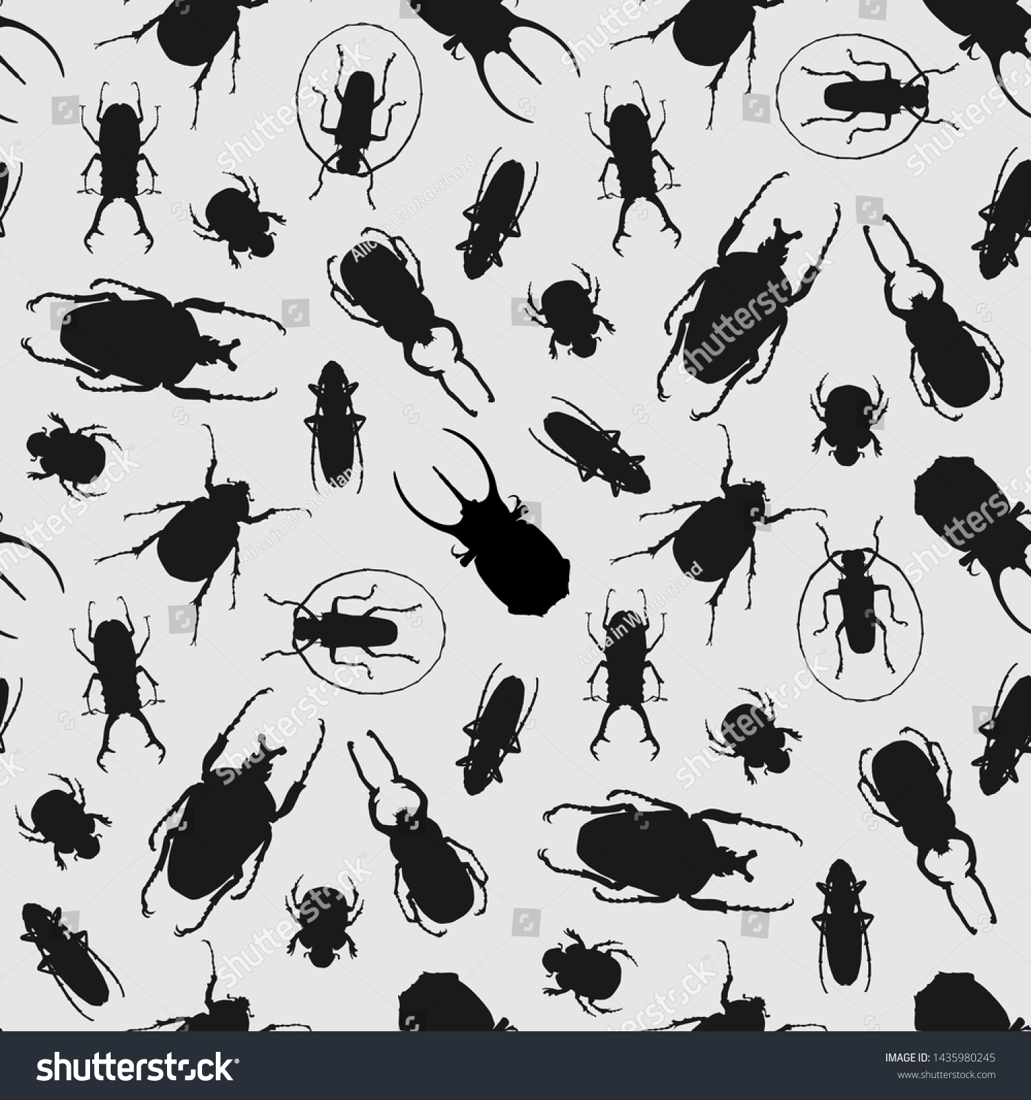 black silhouettes beetles seamless pattern - Royalty Free Stock Vector ...