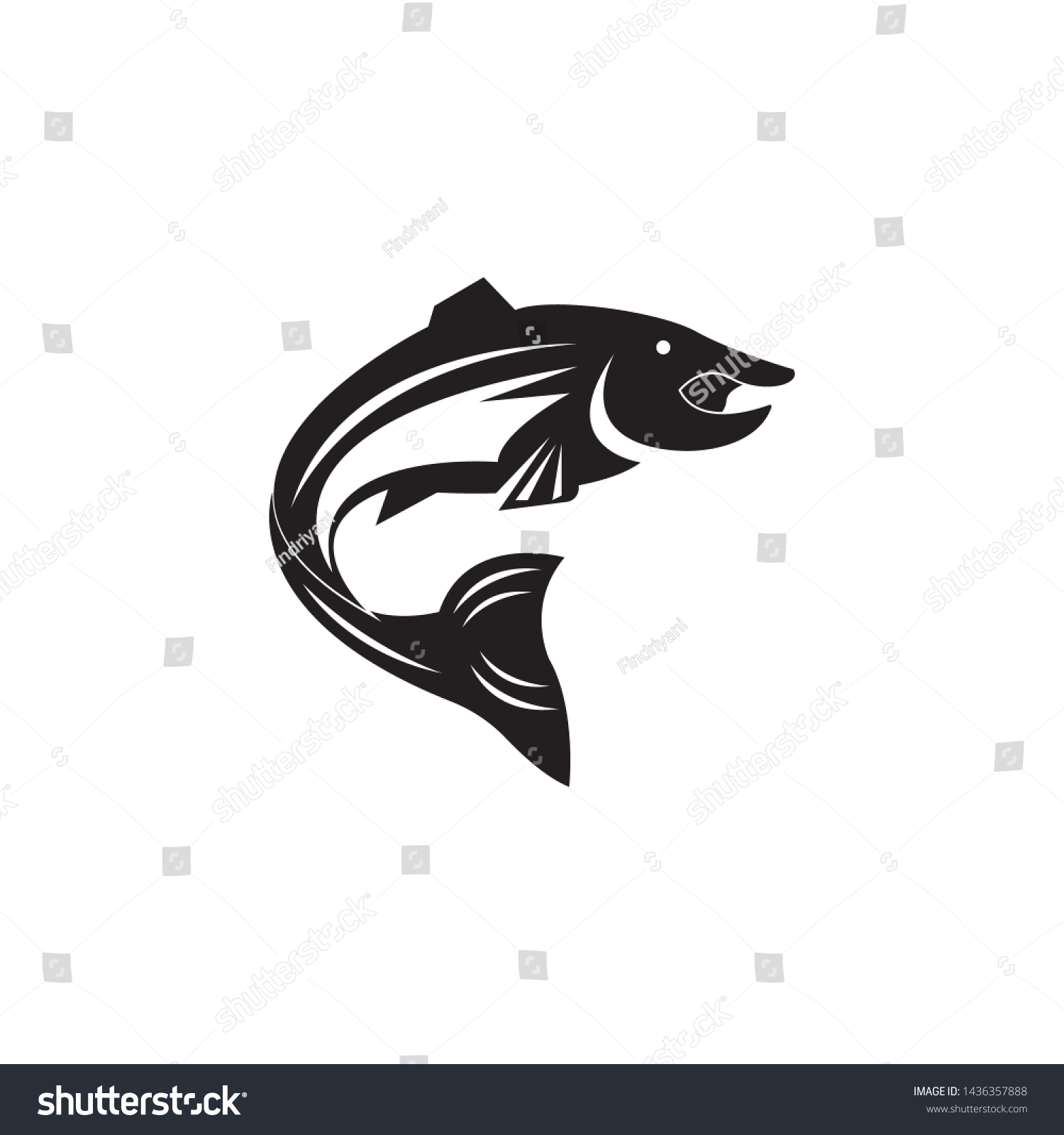 fish vector silhouette template salmon - Royalty Free Stock Vector ...