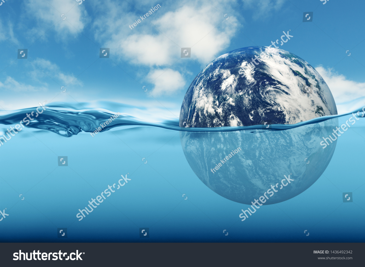 Earth rising sea level concept #1436492342