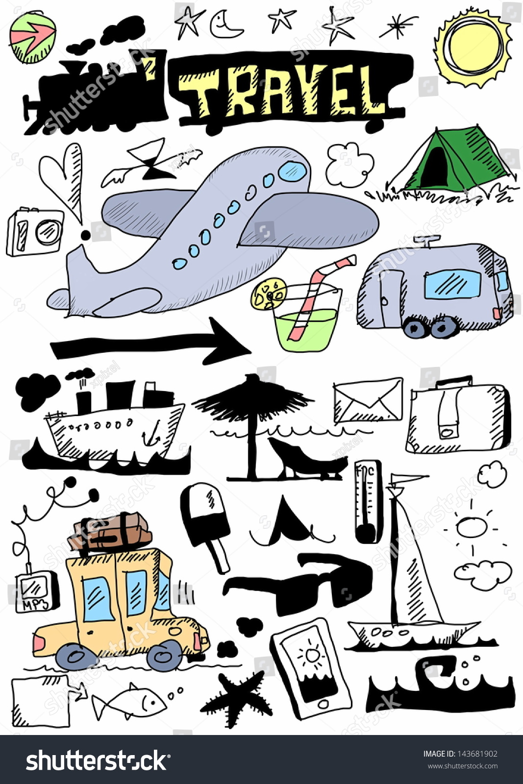 Travel doodles collection - Royalty Free Stock Photo 143681902 - Avopix.com