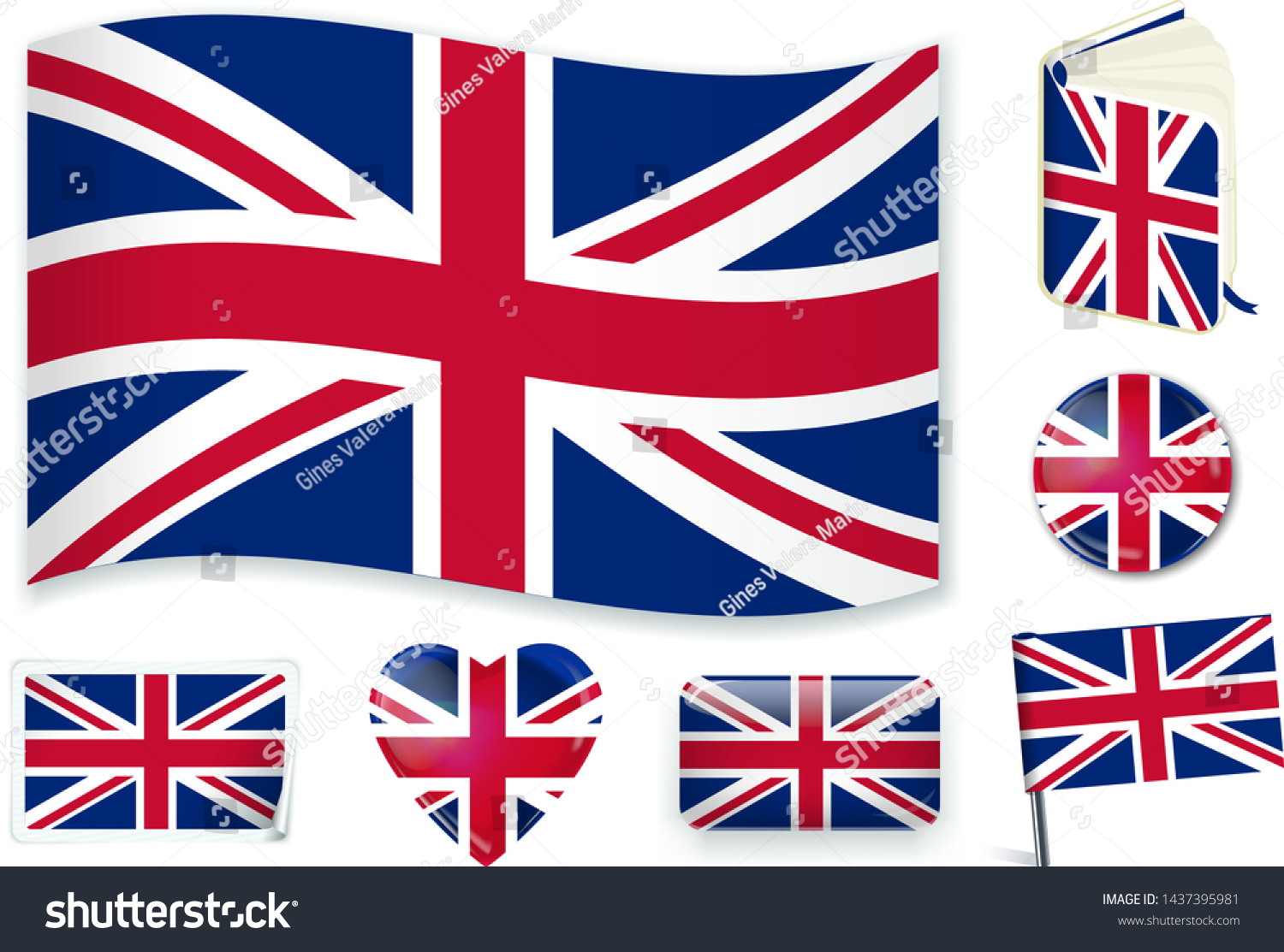 United Kingdom National Flag In Wave Book Royalty Free Stock Vector 1437395981