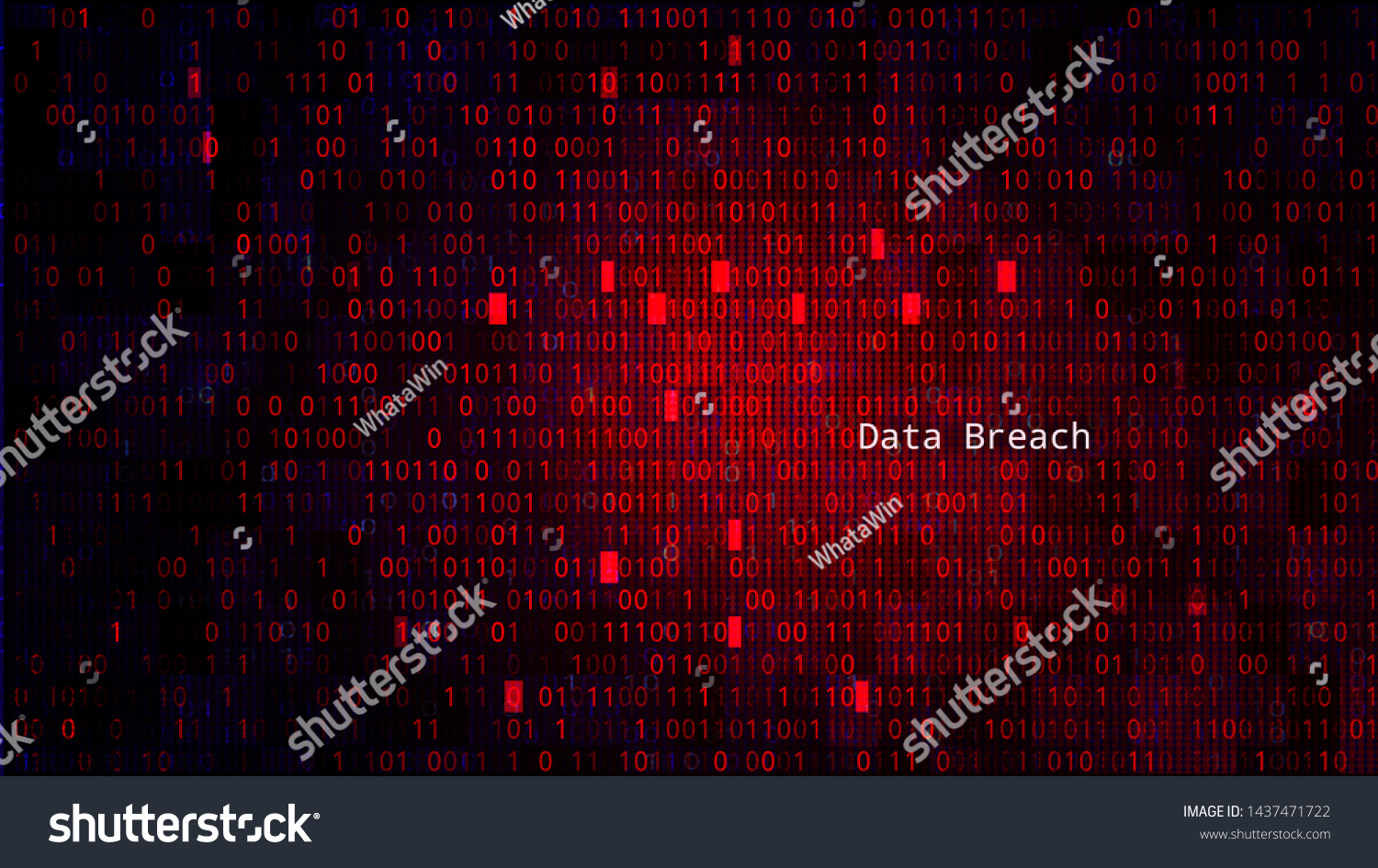 Red BG with Binary Code Numbers. Data Breach - Royalty Free Stock ...