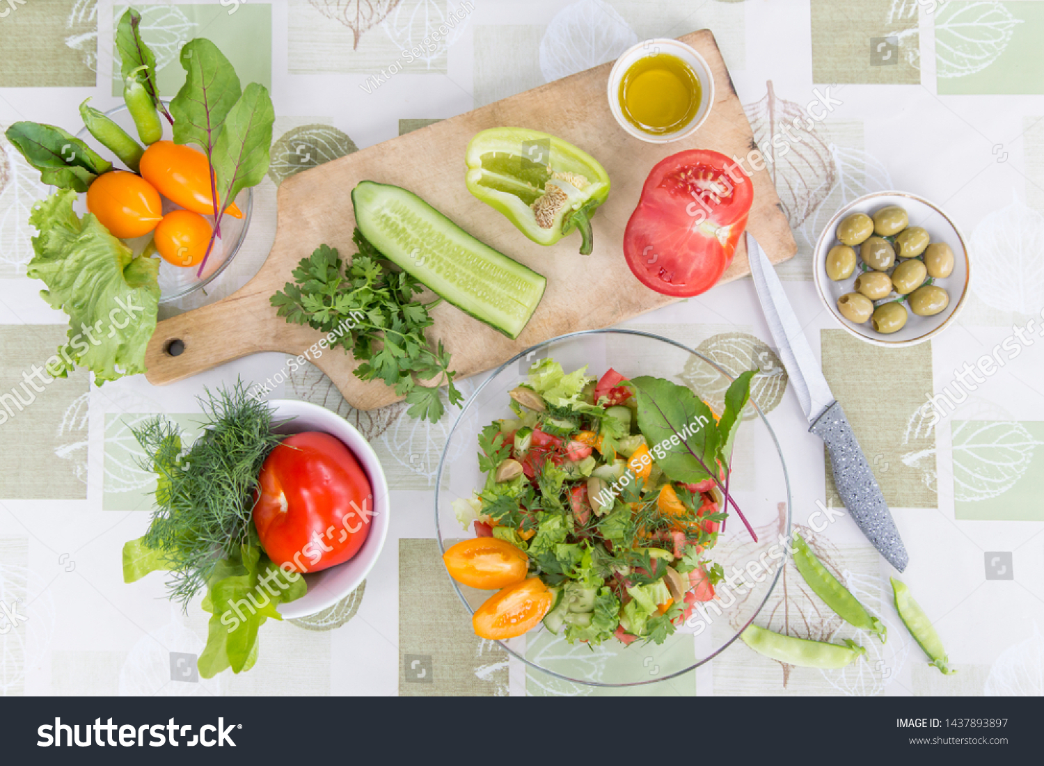 Fresh organic vegetable salad. Vegetarian vegan healthy diet food #1437893897