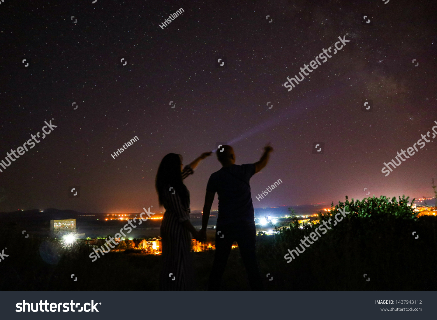 Watching the city lights and pointing at the biggest star in the sky. #1437943112