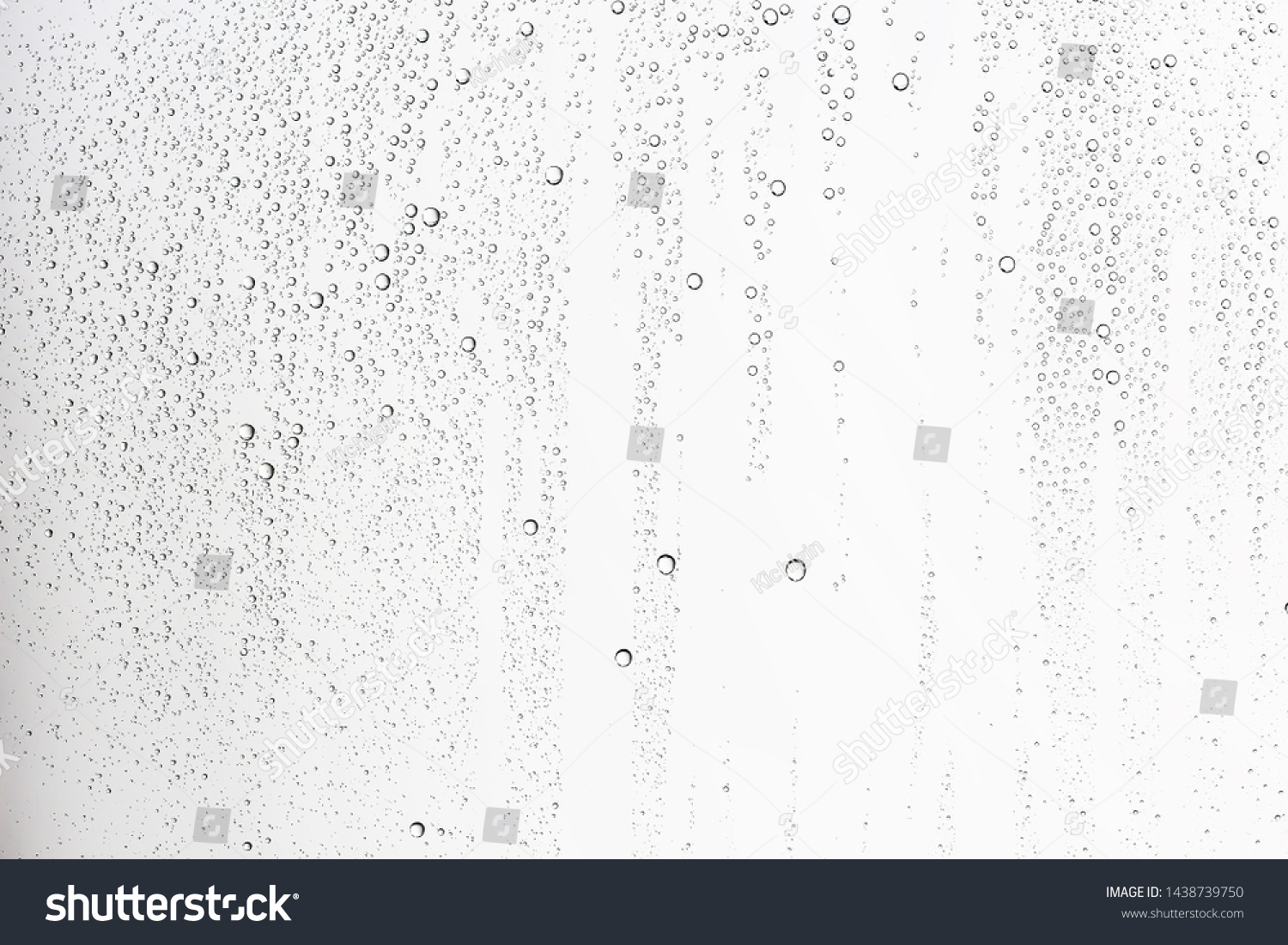 white isolated background water drops on the glass / wet window glass with splashes and drops of water and lime, texture autumn background #1438739750