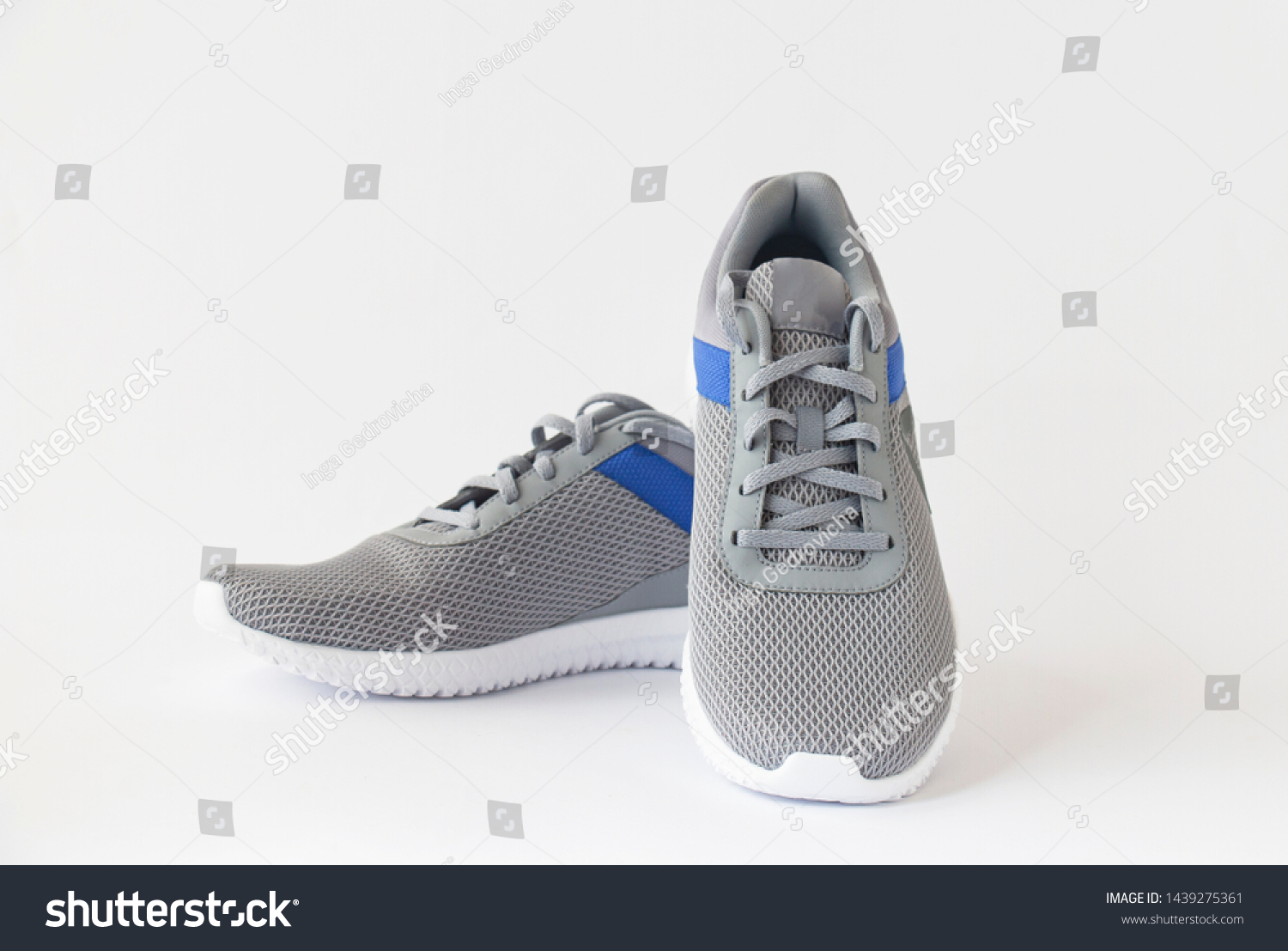 gray men's sneakers on a white background #1439275361
