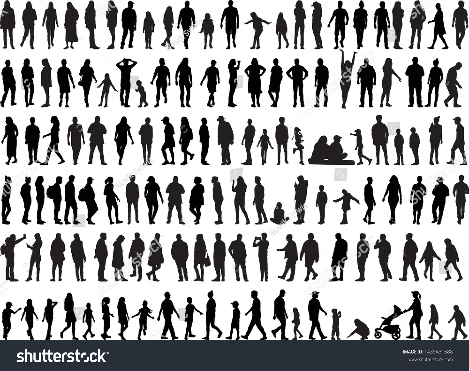 Large collection of silhouettes concept. #1439431688