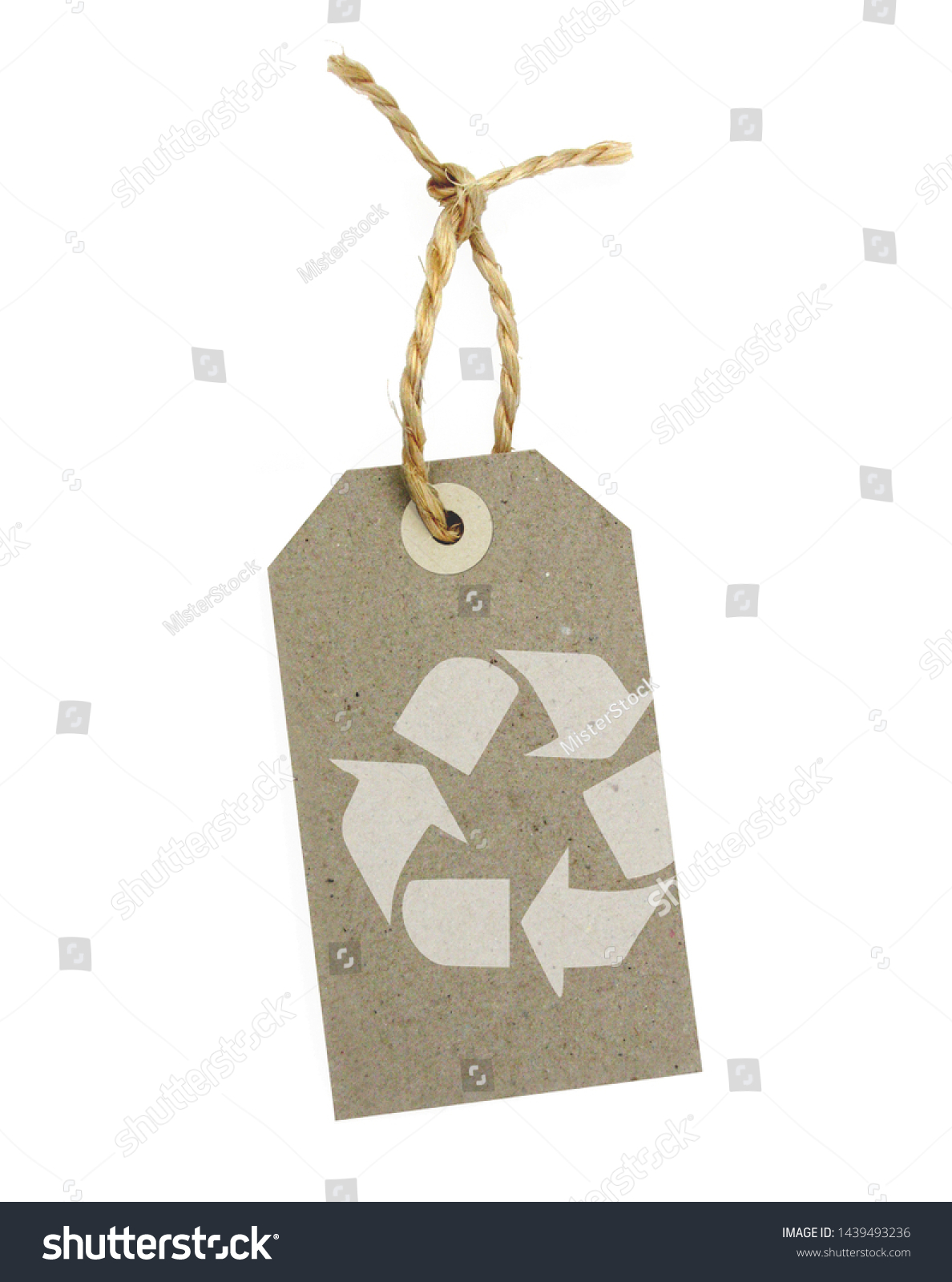 Recycled paper label with pictogram: recycling #1439493236