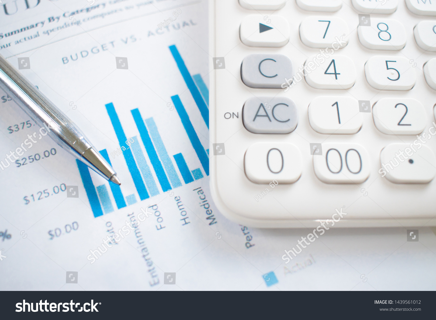 Calculator on the graph with the lowest graphing pen Financial graph business concept #1439561012