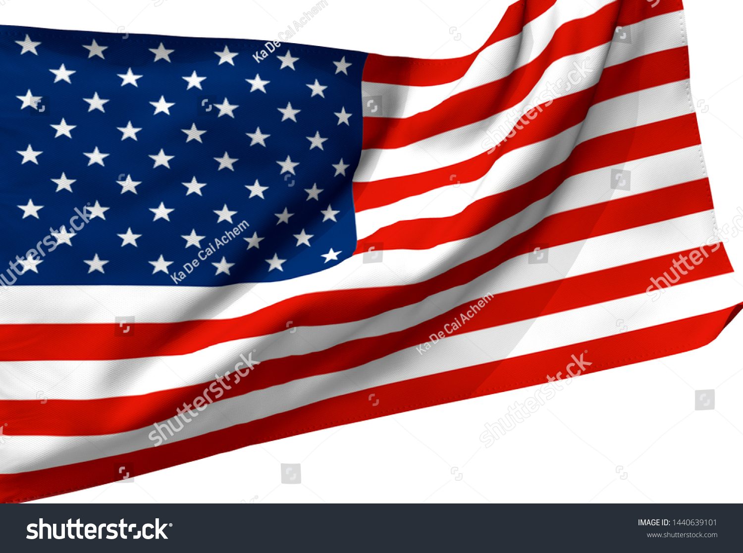 3d illustration a waving flag of The United State of America #1440639101