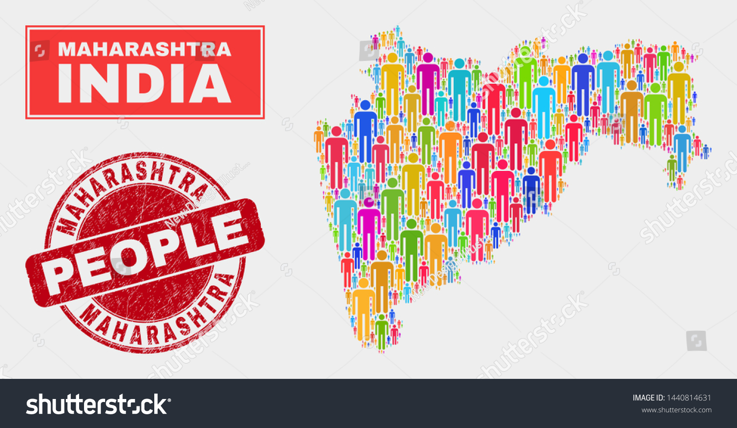 Demographic Maharashtra State map illustration. Royalty Free Stock