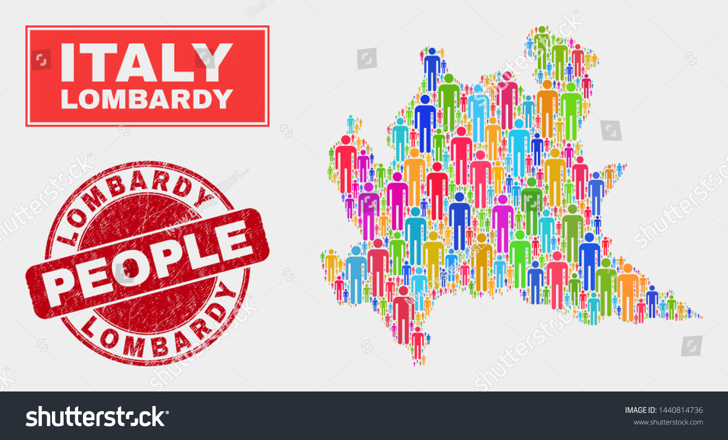 Demographic Lombardy region map illustration. Royalty Free Stock