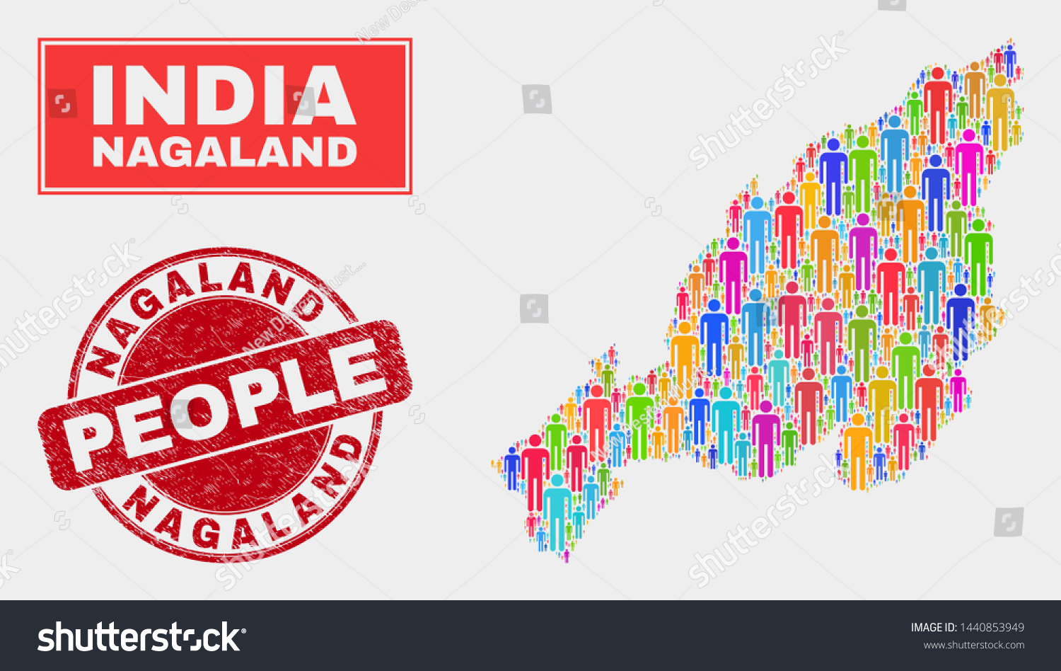 Demographic Nagaland State map illustration. Royalty Free Stock