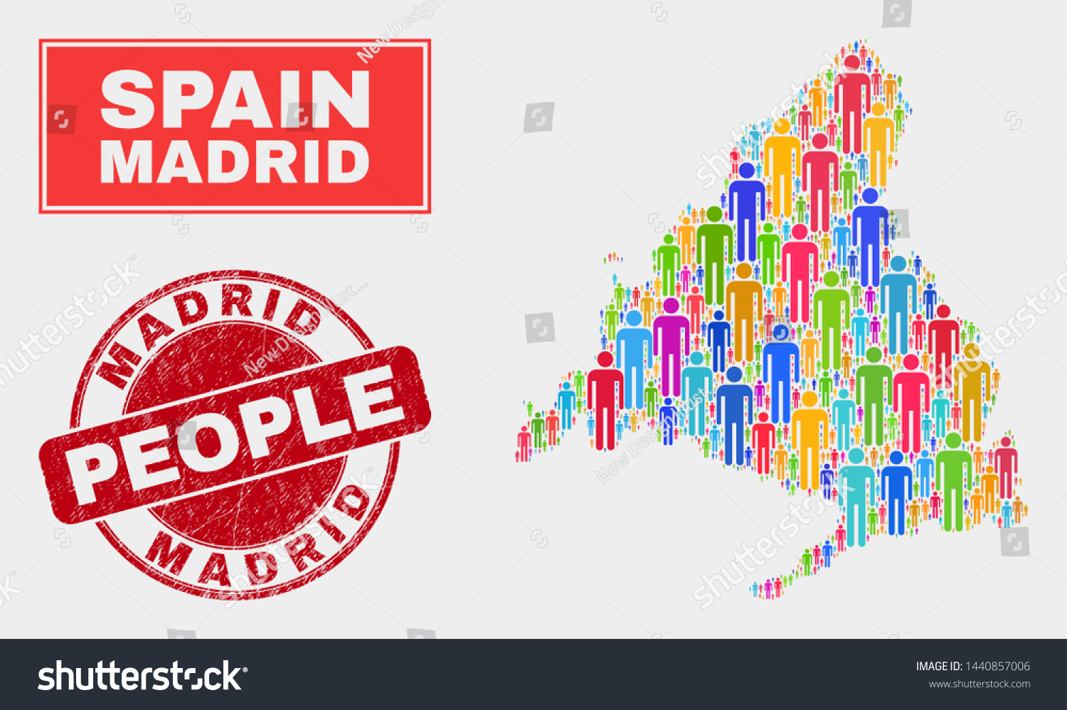 Demographic Madrid Province map illustration. Royalty Free Stock