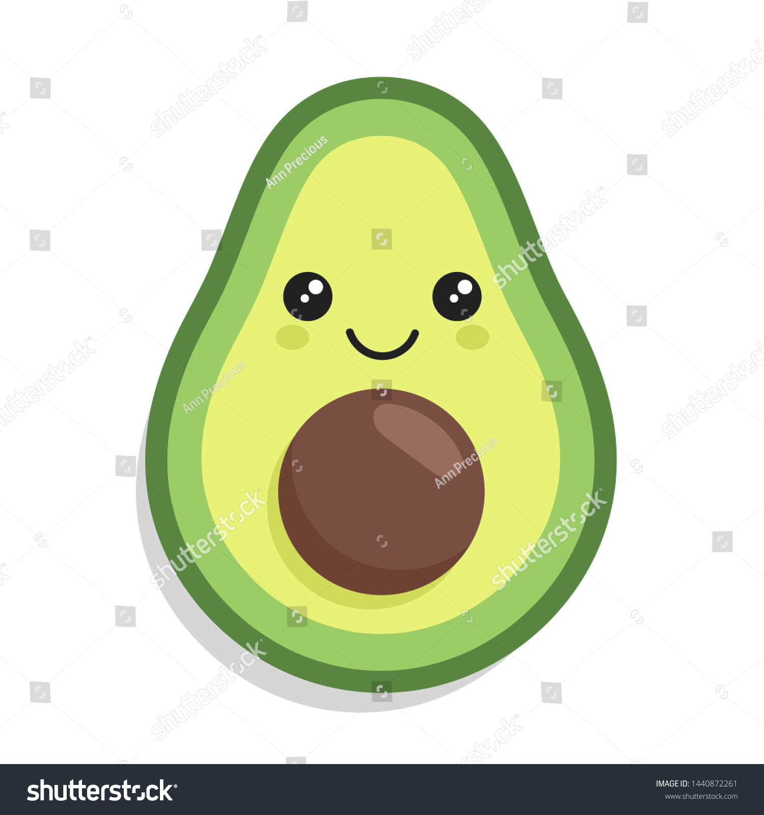 kawaii cute avocado with a smile #1440872261