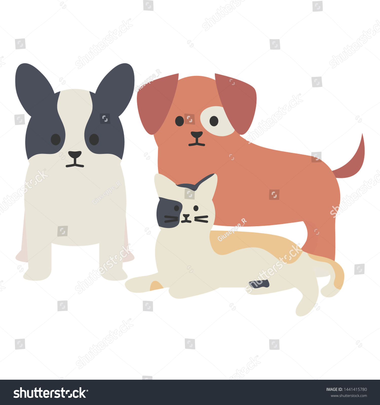 little dogs and cat adorables mascots characters - Royalty Free Stock ...