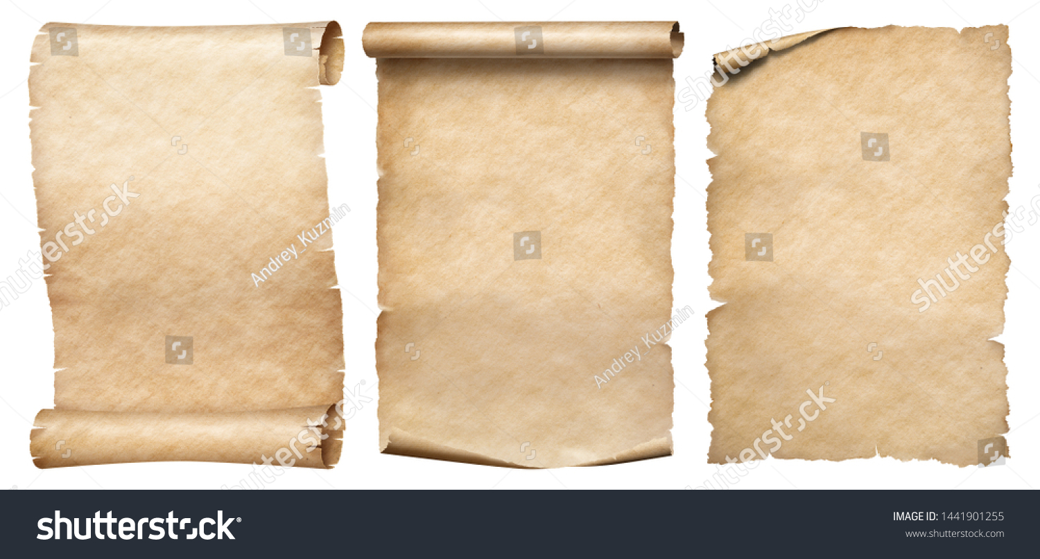 Three vintage paper or parchments collection isolated on white #1441901255