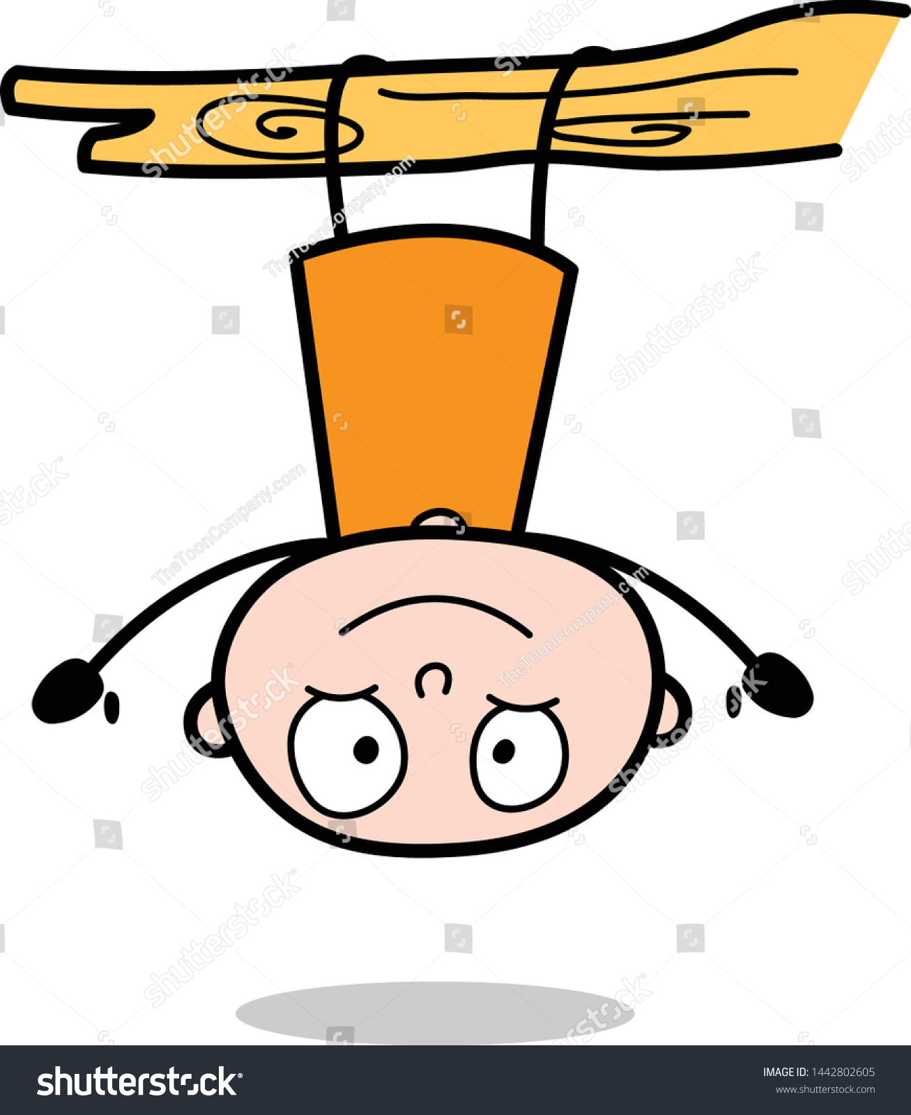 Hanging Upside Down - Cartoon thief criminal Guy Vector Illustration #1442802605