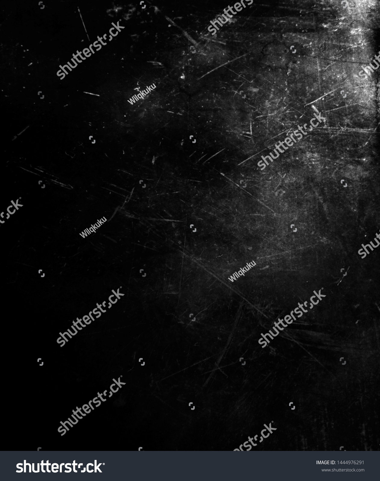 Black scratched grunge background, distressed scary horror texture perfect for halloween concept #1444976291