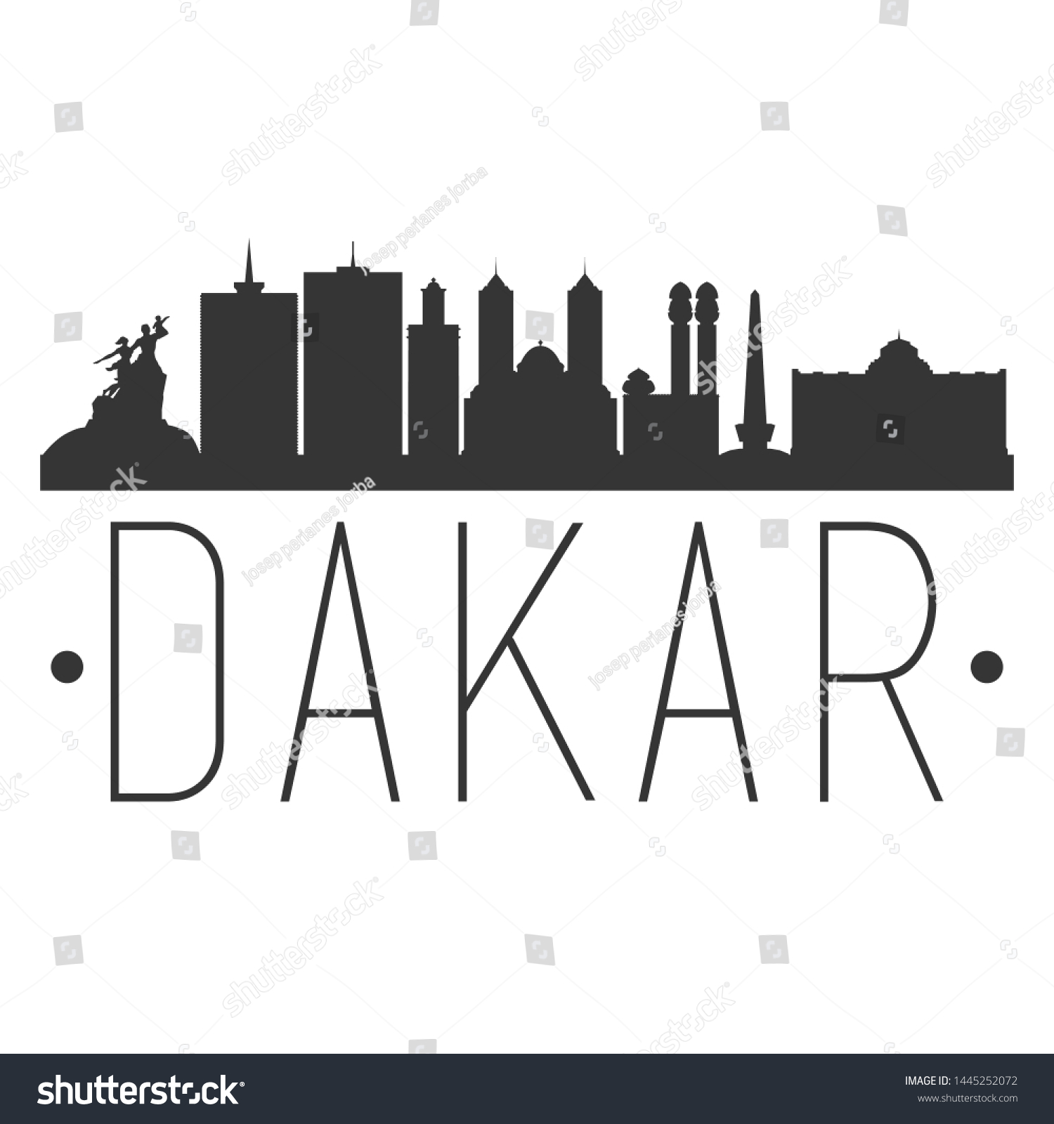 Dakar Senegal. City Skyline. Silhouette City. - Royalty Free Stock ...