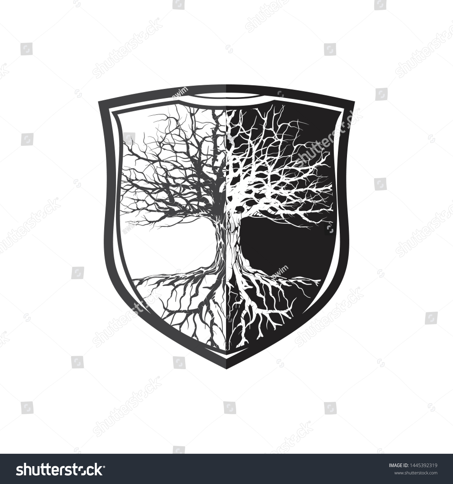 Shield Heraldic Royal Tree Logo Nature Royalty Free Stock Vector