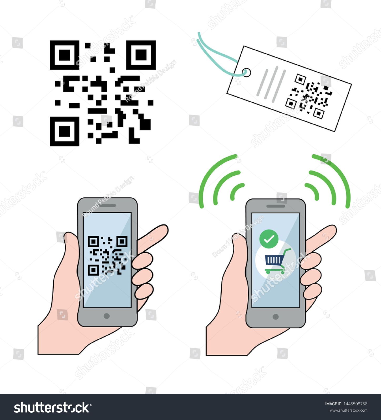 Qr Code On A Clothing Price Tag And Mobile - Royalty Free Stock Vector 