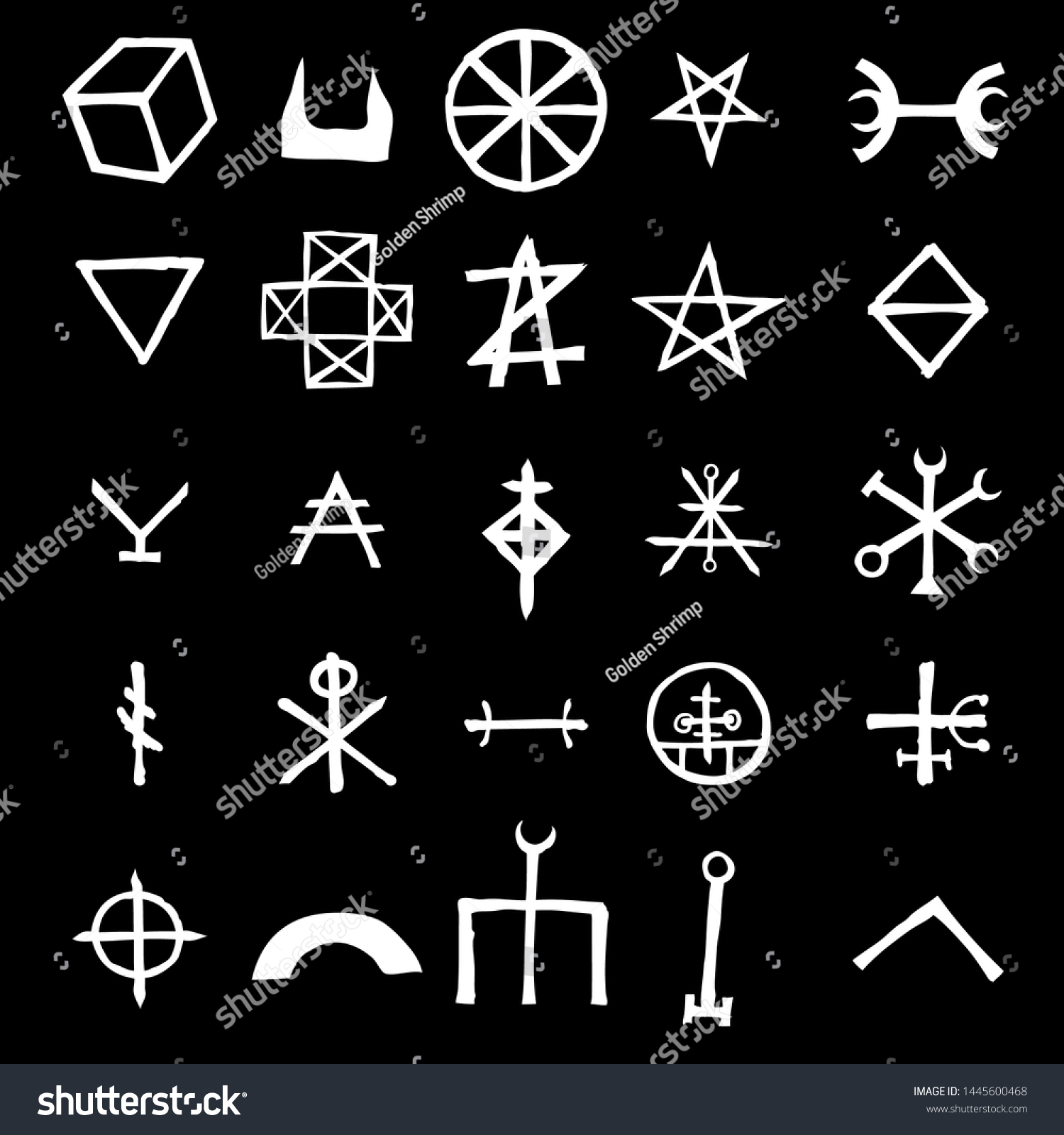 Wiccan symbols imaginary cross symbols, inspired - Royalty Free Stock ...