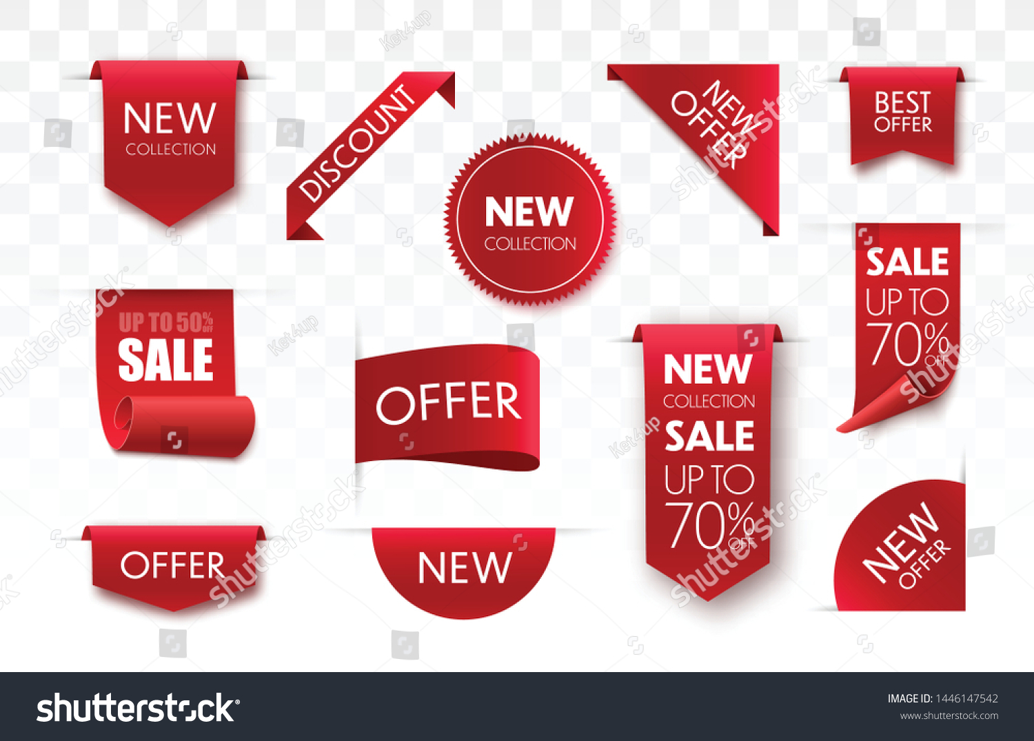 Price tags vector collection. Ribbon sale banners isolated. New collection offers. #1446147542