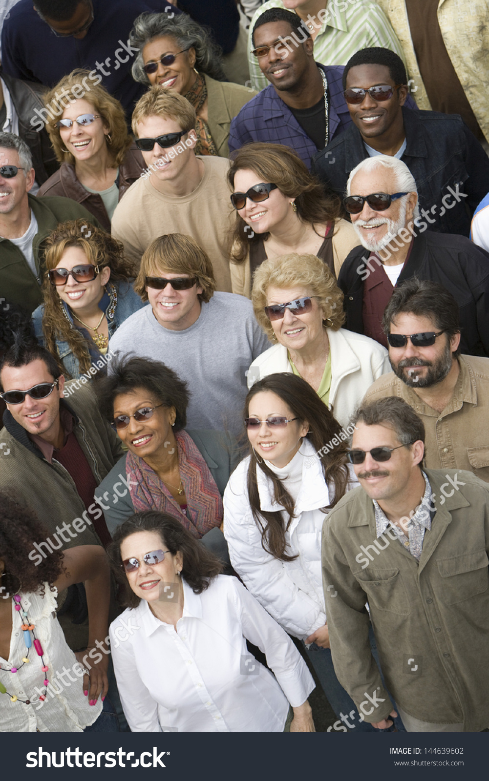 High angle view of multiethnic people wearing sunglasses #144639602