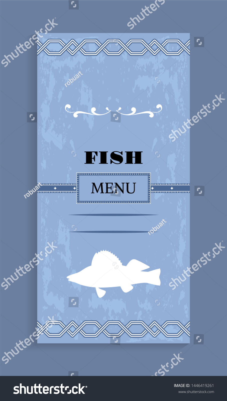 Seafood menu with shadow fish silhouette raster. - Royalty Free Stock ...