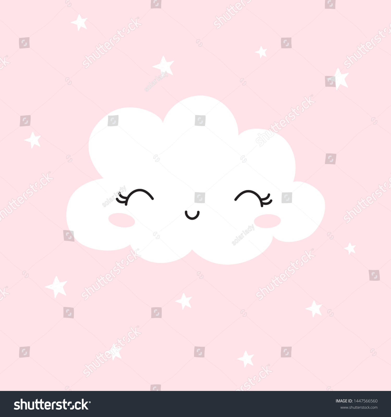 Cute Cloud. Background For Kids. Can Be Use For - Royalty Free Stock 